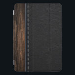 Realistic Wood and Stitched Leather Texture iPad Pro Cover<br><div class="desc">Combination of wood and leather textures stitched to form a beautiful and neat design. NOTE: This product is not made up of real wood or leather,  and the design is for aesthetic purpose only.</div>