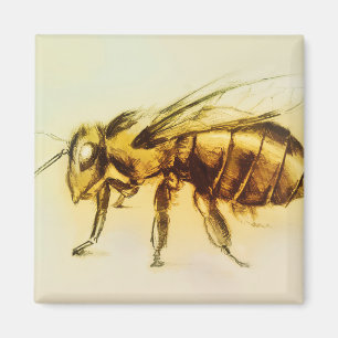 Realistic Yellow Hornet art, Square Magnet - Bee