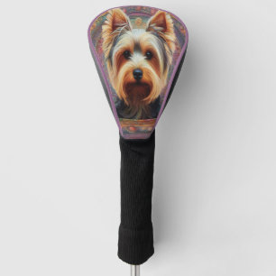 Realistic Yorkshire Terrier Dog Colourful Border Golf Head Cover