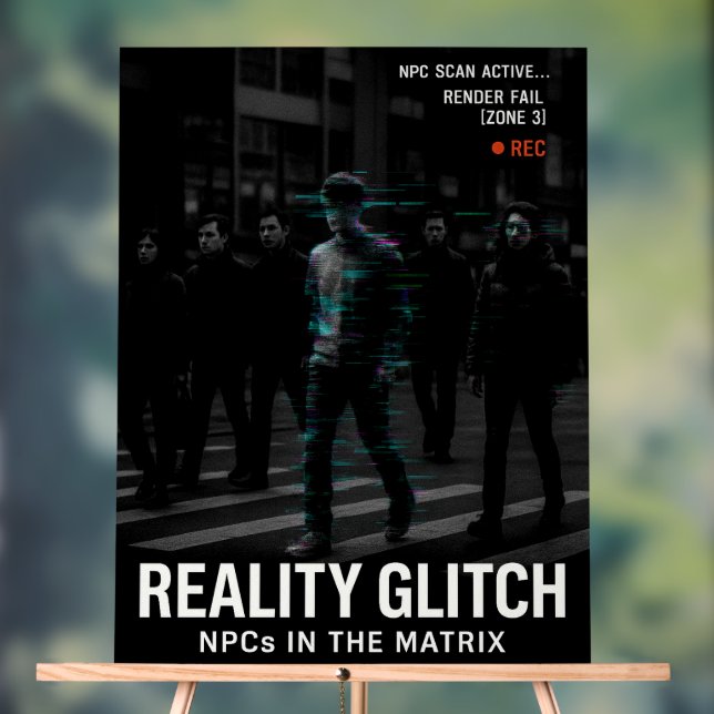Reality Glitch - NPC Surveillance Simulation Acrylic Sign (Neutral)