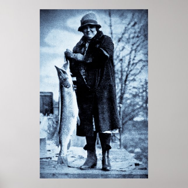 Really Big Fish Vintage Flapper Fishing Trout Poster (Front)