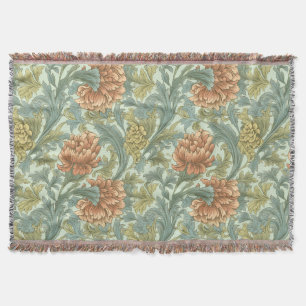 Really classy and retro 50s style decor Floral art Throw Blanket