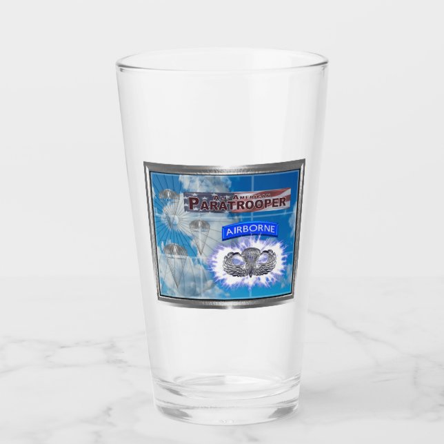 Really Cool American Paratrooper Flag Glass (Front)