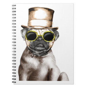 Really Cute Steam Pug With Glasses Notebook