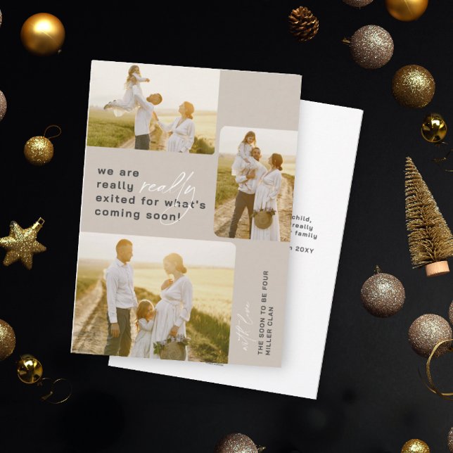 Really Exited Beige Holiday Pregnancy Announcement (Creator Uploaded)