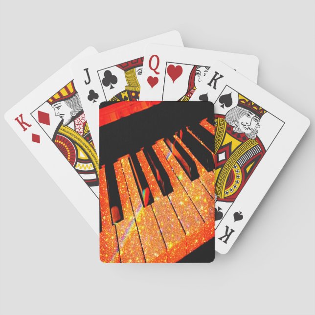 Really Hot, Cool Glittering Piano Playing Cards (Back)