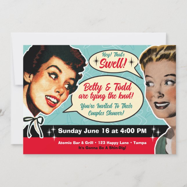 Really Retro Couples Shower Invitation- Gals Invitation (Front)