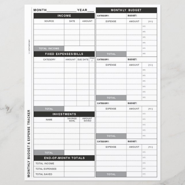 Really Simple Budget, Expense & Investment Tracker (Front)