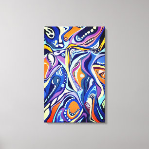 Realm of asymmetric vibes - blue and orange canvas print