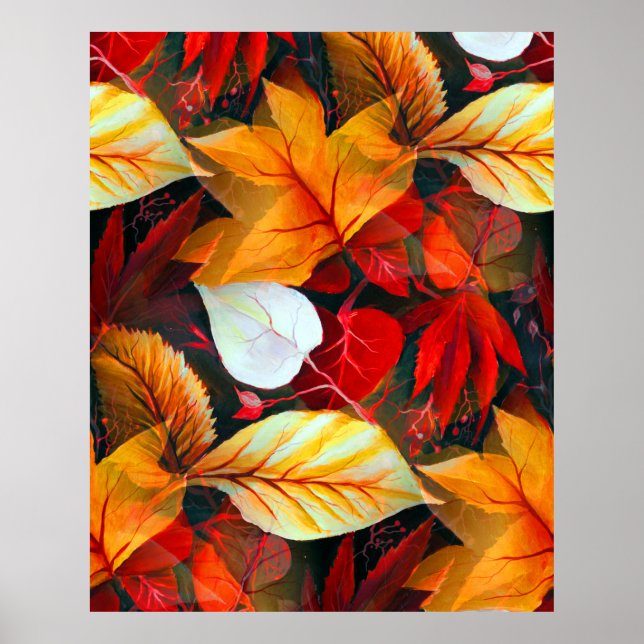 Realm of Foliage with Maple Leaves in Warm Colours Poster (Front)