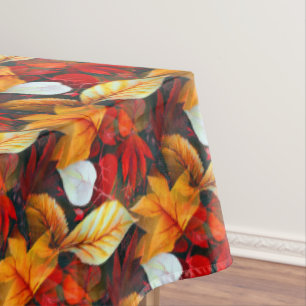 Realm of Foliage with Maple Leaves in Warm Colours Tablecloth