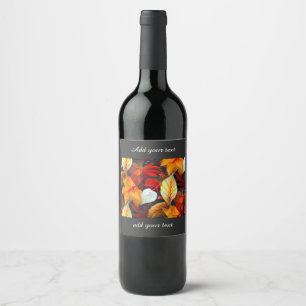 Realm of Foliage with Maple Leaves in Warm Colours Wine Label