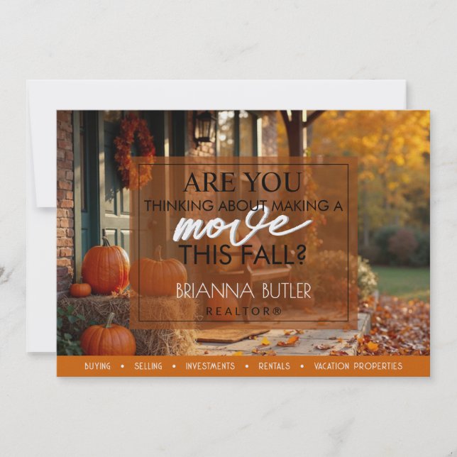 Realtor Agent Fall Real Estate Farming Postcard  (Front)