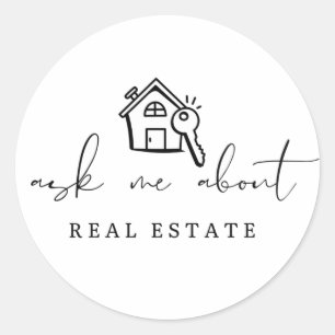 Realtor Ask Me About Real Estate Promotional Classic Round Sticker