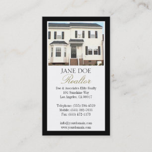 Realtor B/W Photo Gold Script Border Business Card