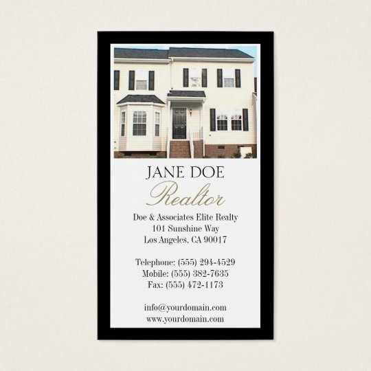 Realtor B/W Photo Gold Script Border Business Card