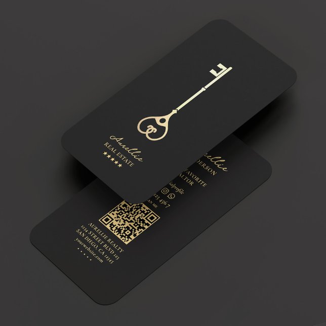 Realtor Black Gold Key Modern Elegant Broker Business Card (Realtor Black Gold Key Modern Elegant Broker Business Card
)