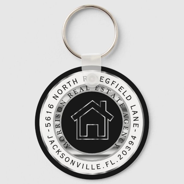  Realtor - Black, Silver and White  Key Ring (Front)