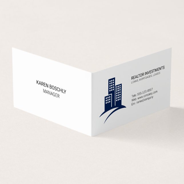 Realtor | Buildings | Real Estate Agency Business Card (Outside)