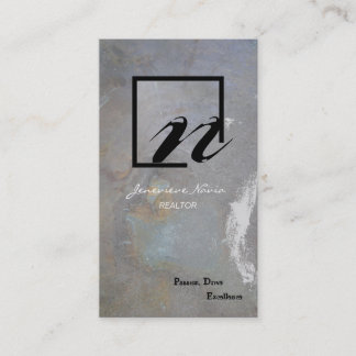 Realtor Business Card Grey Blue Rock Monogram