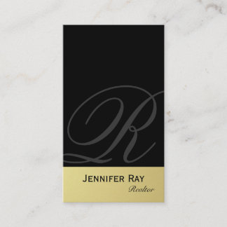Realtor Business Card Monogram Black & Gold