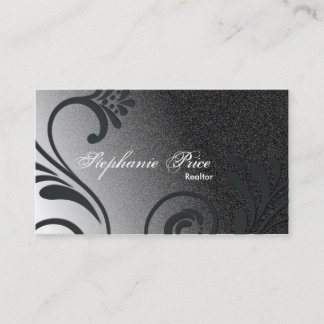 Realtor Business Card - White & Black Sparkle