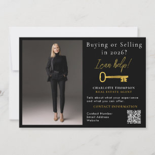 Realtor Buying Selling Real Estate 2026 Gold Key Holiday Card