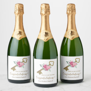 Realtor Cheers on Your New Home Congratulations Sparkling Wine Label