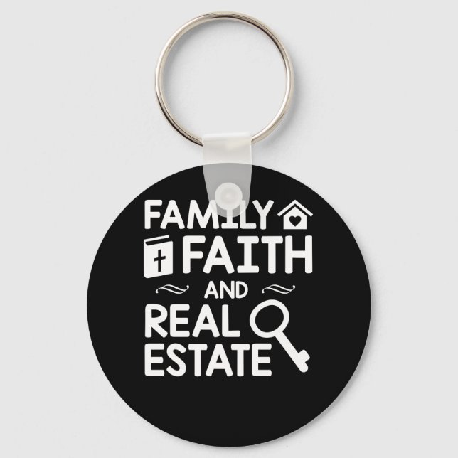 Realtor Christian Family Faith Real Estate Key Ring (Front)