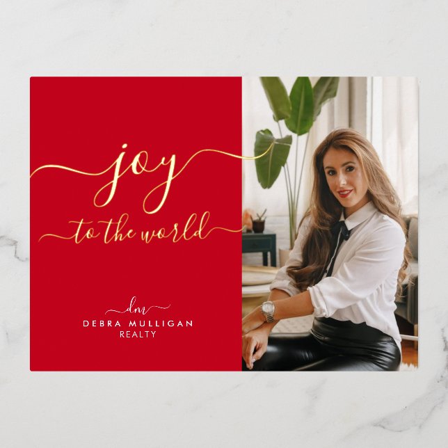 Realtor Christmas Holidays Postcard - Gold Foil (Front)