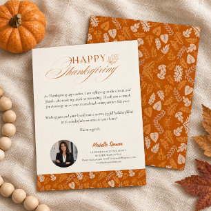 Realtor Client Thanksgiving Elegant Autumn Leave Thank You Card