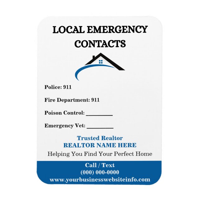 Realtor Closing Gift Local Emergency  Fridge  Magnet (Vertical)