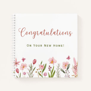 Realtor Congratulations New Home Floral Watercolor Notebook