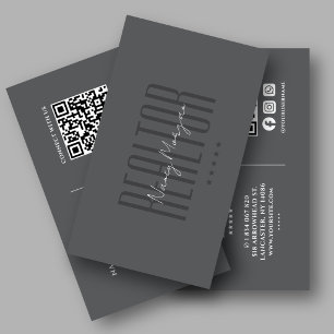 Realtor Dark Grey QR Code Business Card