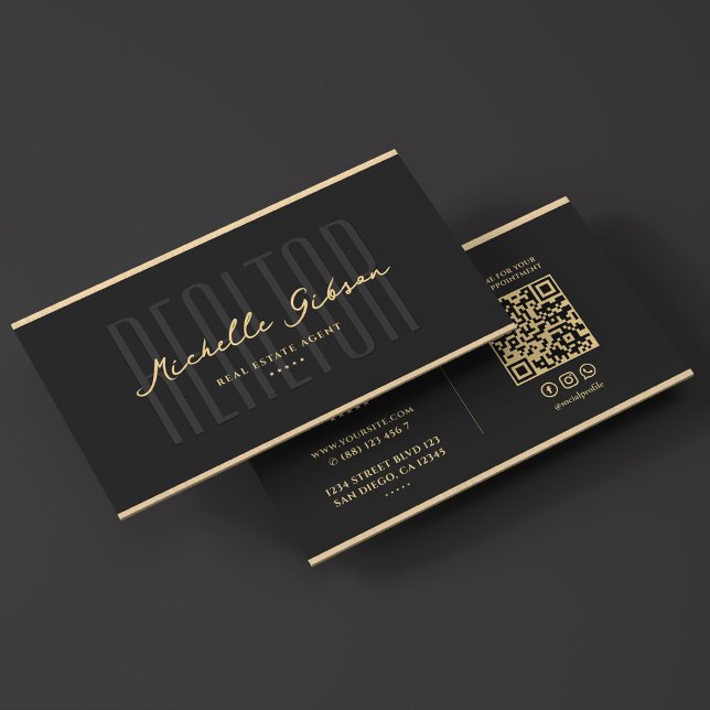 Realtor Elegant Black Faux Gold Mortgage Broker Business Card (Realtor Elegant Black Faux Gold Mortgage Broker Business Card
)