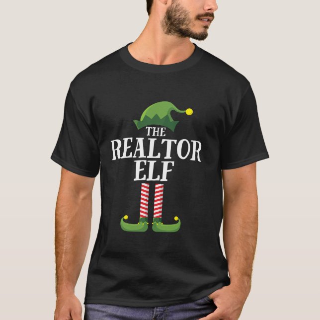 Realtor Elf Matching Family Group Christmas Party T-Shirt (Front)