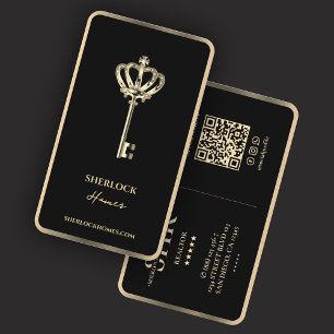 Realtor Faux Crown Gold Key Trim Mortgage Modern Business Card