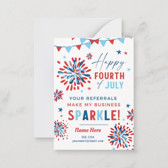 Realtor Fourth of July Pop by Thank you Card (Front)