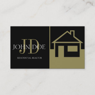 Realtor Gold House/Paper Black Business Card
