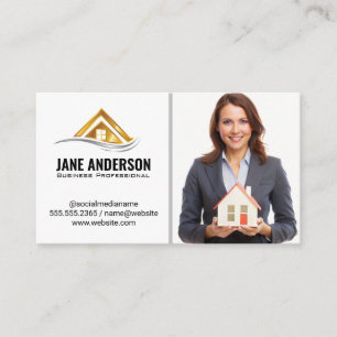 Realtor Holding Home Business Woman Business Card
