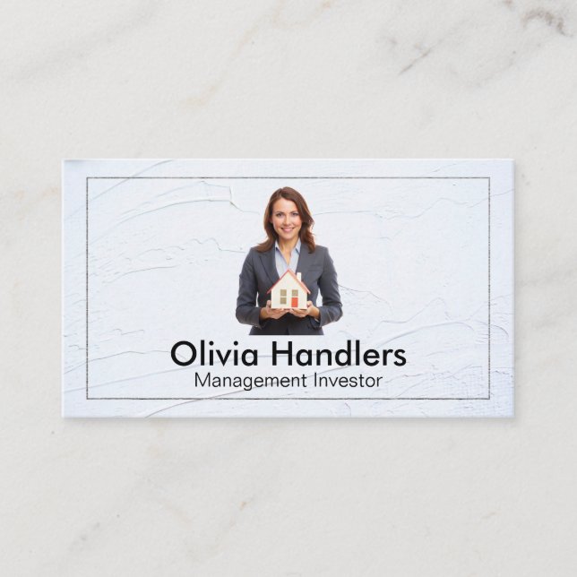 Realtor Holding House Prop | Business Woman Business Card (Front)