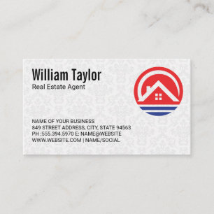 Realtor House Logo Red Blue Design Business Card