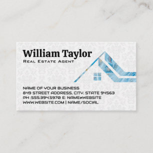 Realtor House Roof Logo Damask Business Card