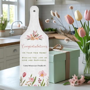 Realtor Housewarming Floral Watercolor Home Decor  Cutting Board