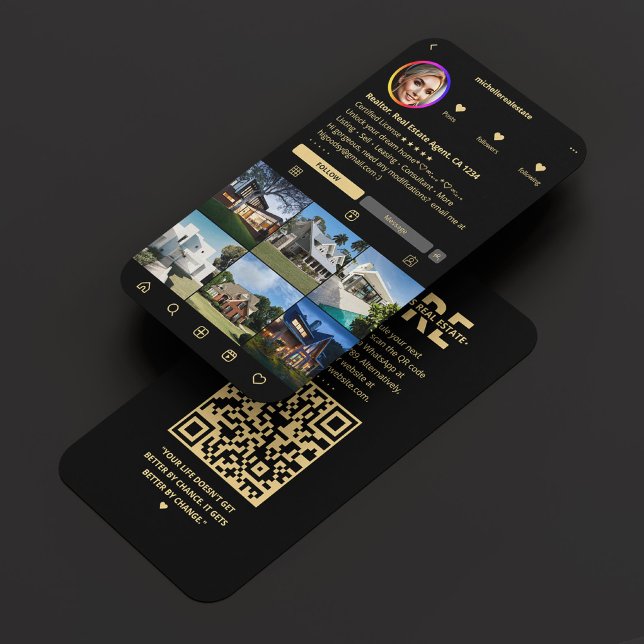 Realtor IG Elegant Black Modern Real Estate Agent Business Card (Realtor IG Elegant Black Modern Real Estate Agent Business Card
)