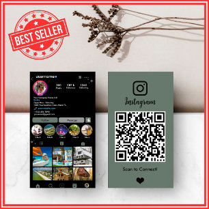 Realtor Instagram Sage Green QR Business Card