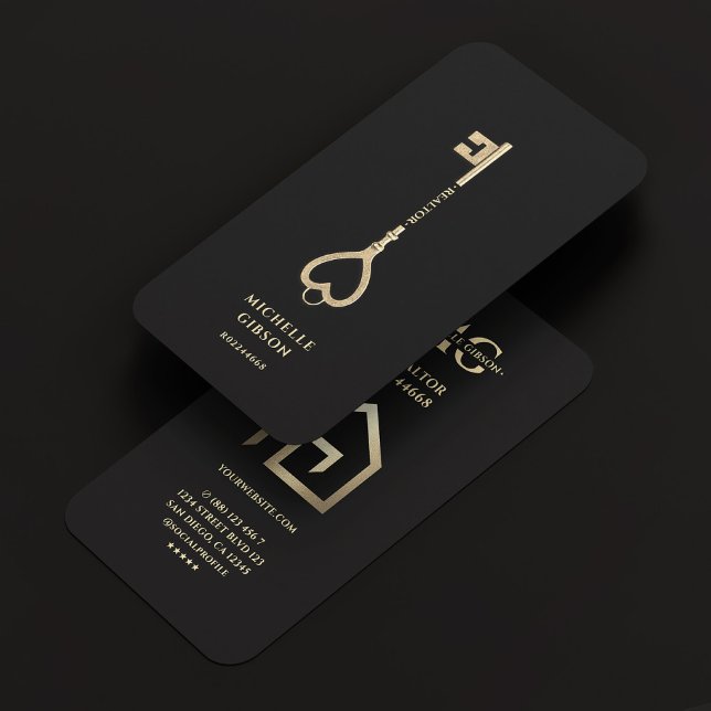 Realtor Key House Logo Modern Black Gold  Business Card (Realtor Key House Logo Modern Black Gold Business Card
☆★
☆★
☆★
☆★
☆★
(35541)
 | 
)