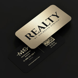 Realtor Luxury Realty Black Faux Gold Business Card