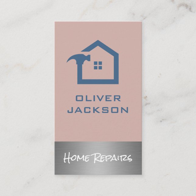 Realtor Metallic Trim | Home Repairs Business Card (Front)