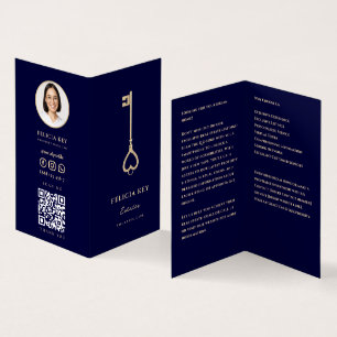 Realtor Midnight Blue Gold Real Estate Agent Photo Business Card